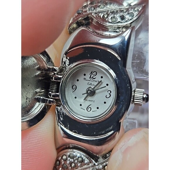 Marcel Drucker Quartz Marcasite Green Cabochon Hidden Dial Watch New Battery main image 8